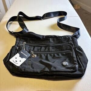 Mintegra Lightweight Black Nylon Crossbody Travel Organizer Purse Multi Pocket
